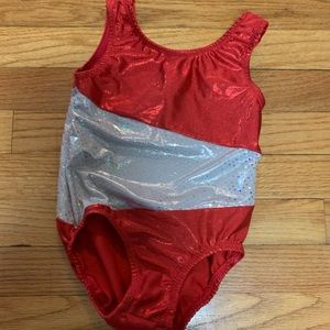 Girls Size 6 red/white leotard by Glitter Leo’s